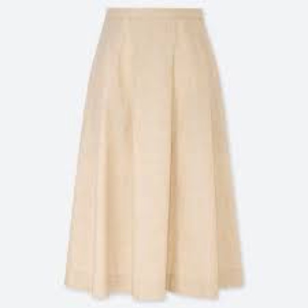 UNIQLO Linen Cotton Tucked Flare Skirt